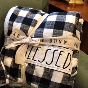 Rae Dunn BLESSED throw black/white Buffalo Plaid